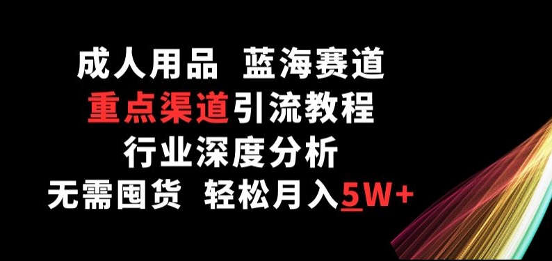 （8331期）成人用品，蓝海赛道，重点渠道引流教程，行业深度分析，无需囤货，轻松月入5W+