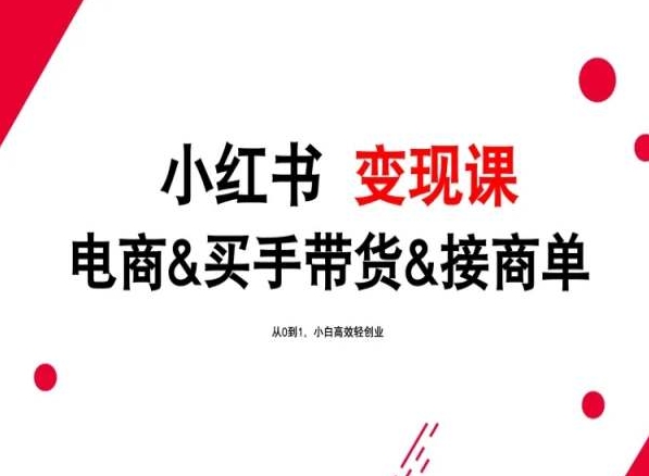 （8356期）2024年最新小红书变现课，电商&买手带货&接商单，从0到1，小白高效轻创业 电商运营 第1张