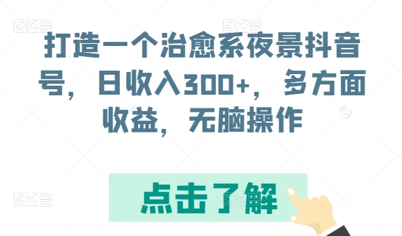 （8391期）打造一个治愈系夜景抖音号，日收入300+，多方面收益，无脑操作