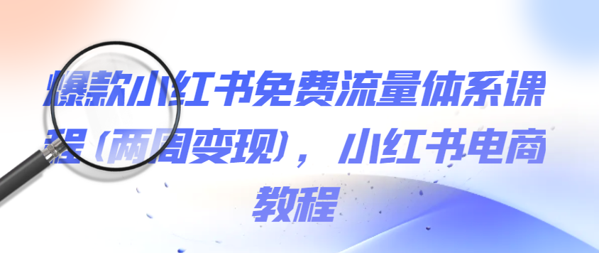 （8553期）爆款小红书免费流量体系课程(两周变现)，小红书电商教程 电商运营 第1张