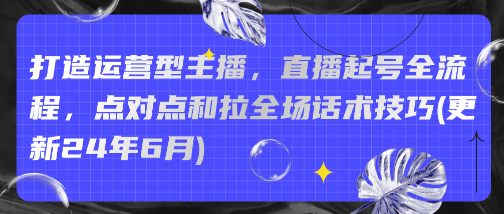 （8854期）打造运营型主播，直播起号全流程，点对点和拉全场话术技巧(更新24年6月) 短视频运营 第1张