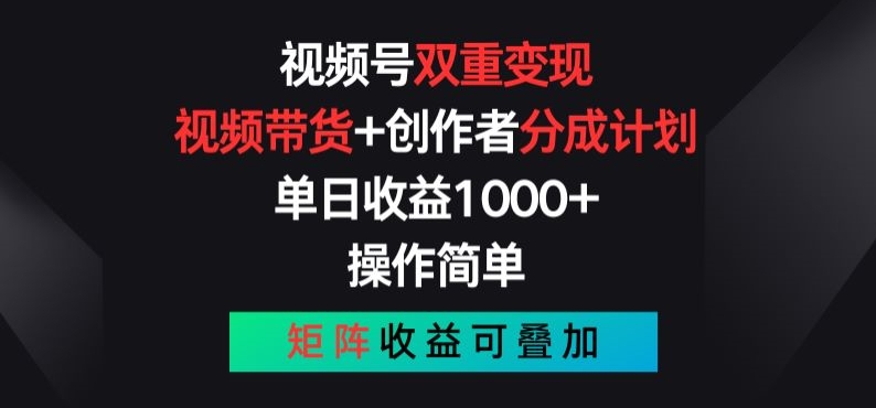 （8860期）视频号双重变现，视频带货+创作者分成计划 ,日入1000+
