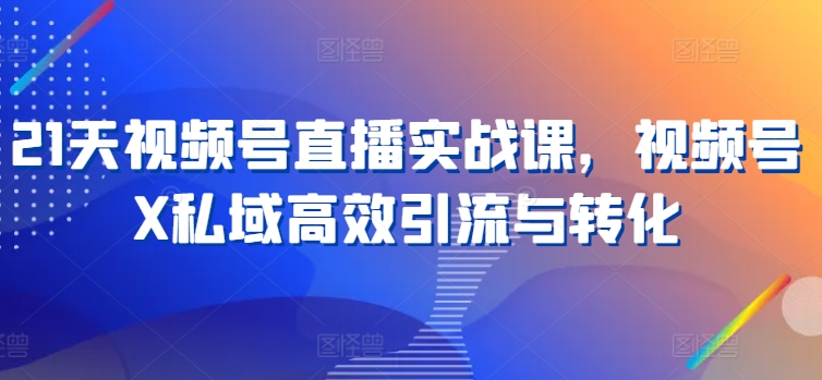 （8872期）21天视频号直播实战课，视频号X私域高效引流与转化