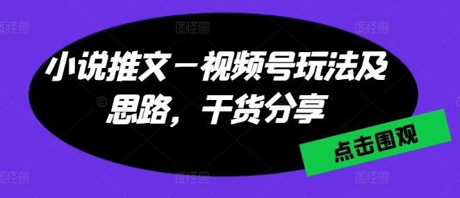 （8941期）小说推文—视频号玩法及思路，干货分享
