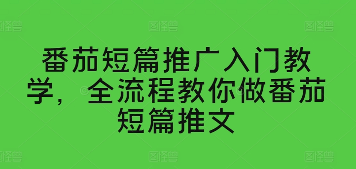 （9038期）番茄短篇推广入门教学，全流程教你做番茄短篇推文