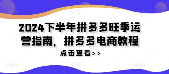 （9495期）2024下半年拼多多旺季运营指南，拼多多电商教程