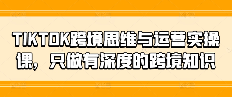 （9593期）老白跨境·Tiktok跨境思维与运营实操课，跨境人要看的武林秘籍