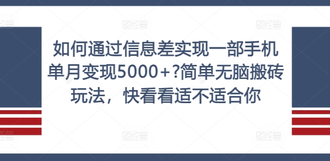 （9879期）通过信息差实现一部手机单月变现5000+