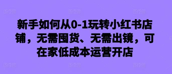 （10316期）新手如何从0-1玩转小红书店铺，无需囤货、无需出镜
