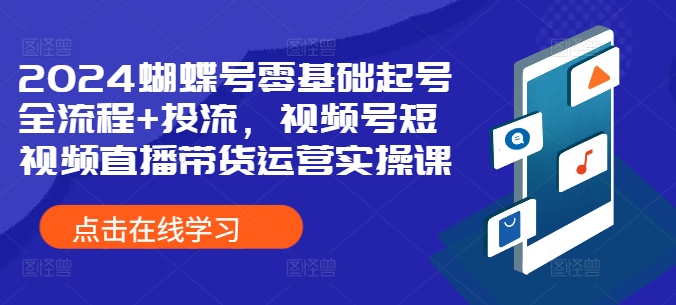 （10334期）2024蝴蝶号零基础起号全流程+投流，视频号短视频直播带货运营实操课