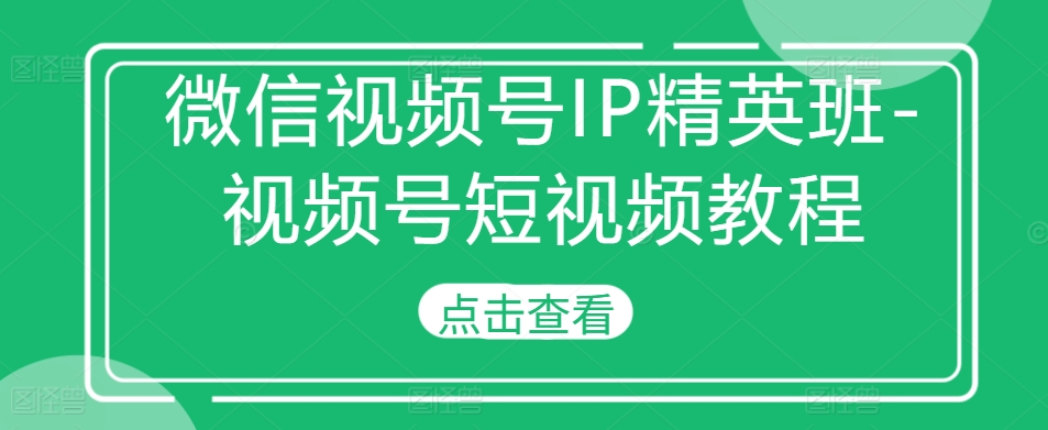 （10391期）微信视频号IP精英班-视频号短视频教程