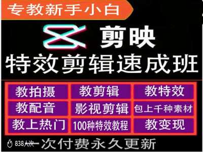 （10400期）剪映特效教程和运营变现教程，特效剪辑速成班，专教新手小白 综合教程 第1张
