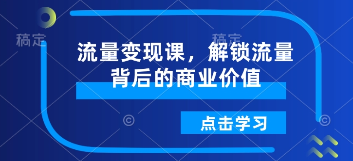 （10773期）流量变现课，解锁流量背后的商业价值