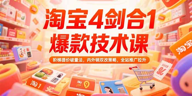 （10808期）淘宝4剑合1爆款技术课73期：阶梯提价破量法，内外销双改策略 全站推广拉升