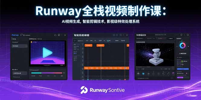 （10862期）Runway全栈视频制作课：AI视频生成，智能剪辑技术，影视级特效处理系统