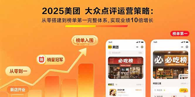 （10898期）2025美团 大众点评运营策略:从零搭建到榜单第一完整体系,实现业绩10倍增长