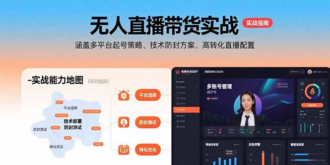 （10913期）无人直播带货实战，涵盖多平台起号策略、技术防封方案、高转化直播配置
