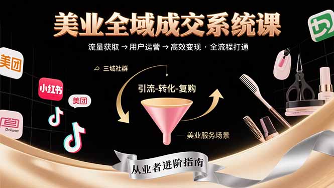 （10926期）美业全域成交系统课程：帮助美业从业者打通从流量获取到高效变现全流程