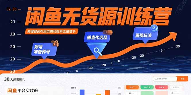 （10948期）闲鱼无货源训练营：账号准备养号/垂直化选品/黑搜玩法，0基础30天盈利指南