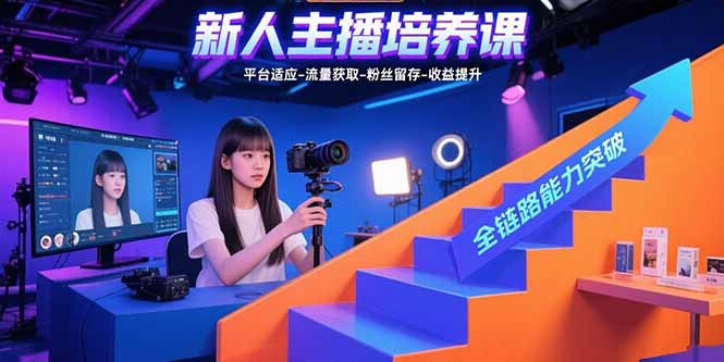 （10950期）新人主播培养课：平台适应-流量获取-粉丝留存-收益提升 全链路能力突破