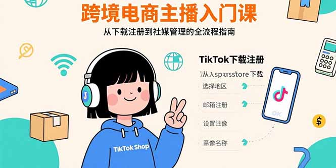 （10953期）跨境电商主播入门课，TikTok下载注册，支付工具配置，社媒账号管理全流程
