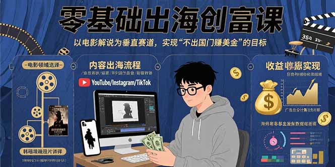 （10954期）零基础出海创富课：以电影解说为垂直赛道，实现不出国门赚美金的目标