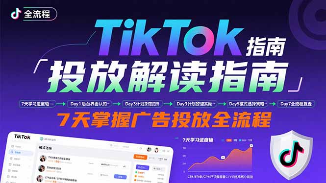 （10982期）TikTok投放解读指南：后台操作/计划建立/模式选择，7天掌握广告投放全流程