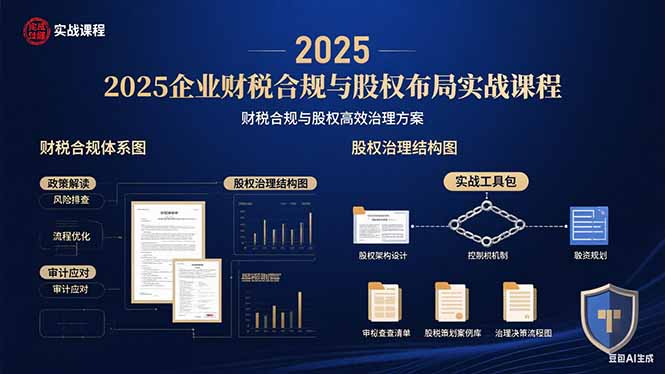 （11007期）2025企业财税合规与股权布局的实战课程：财税合规与股权高效治理方案