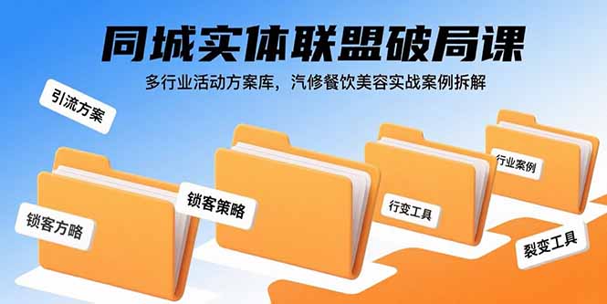 （11029期）同城实体联盟破局课，多行业活动方案库，汽修餐饮美容实战案例拆解