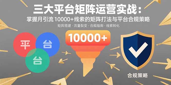 （11035期）三大平台矩阵运营实战：掌握月引流10000+线索的矩阵打法与平台合规策略