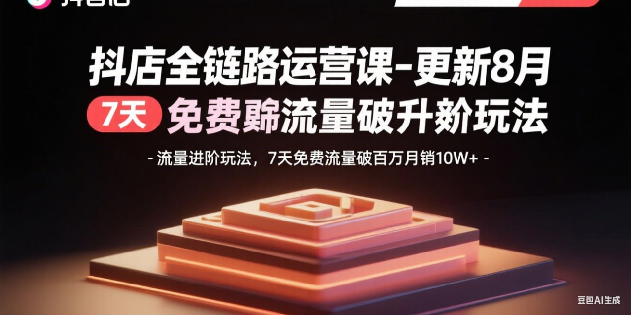 （11103期）抖店全链路运营课-更新8月：流量进阶玩法，7天免费流量破百万月销10W+