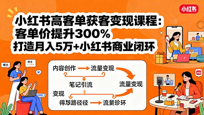 （11122期）小红书高客单获客变现课程：客单价提升300%，打造月入10万+小红书商业闭环