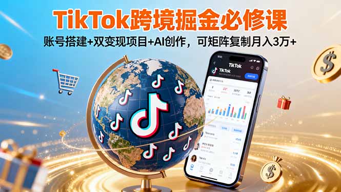 （11136期）TikTo跨境掘金必修课，账号搭建+双变现项目+AI创作，可矩阵复制月入3万+