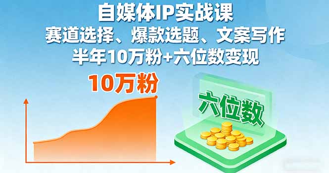 （11213期）自媒体IP实战课，赛道选择、爆款选题、文案写作，半年10万粉+六位数变现