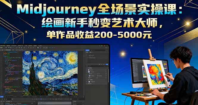 （11215期）Midjourney全场景实操课：绘画新手秒变艺术大师，单作品收益200-5000元