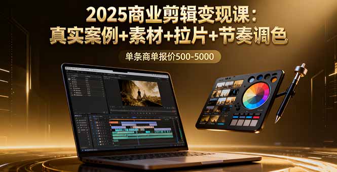 （11220期）2025商业剪辑变现课：真实案例+素材+拉片+节奏调色，单条商单报价500-5000