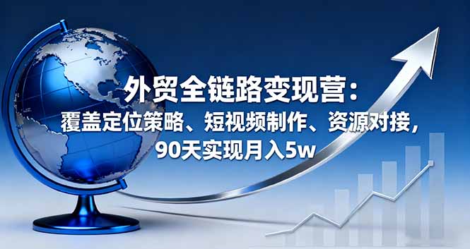 （11248期）外贸全链路变现营：覆盖定位策略、短视频制作、资源对接，90天实现月入5w