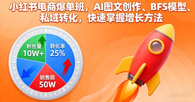 （11258期）小红书电商爆单班，AI图文创作、BFS模型、私域转化，快速掌握增长方法